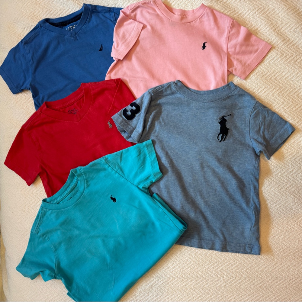 4 Ralph Lauren Polo, 1 Nautica ColorfulT-Shirt Collection 3T